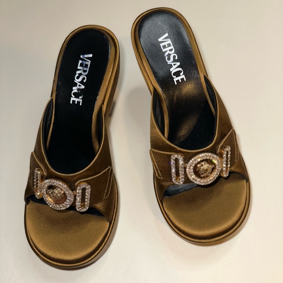 Versace Biggie Metallic Leather Mules Size 36 VGUC - Picture 6 of 10
